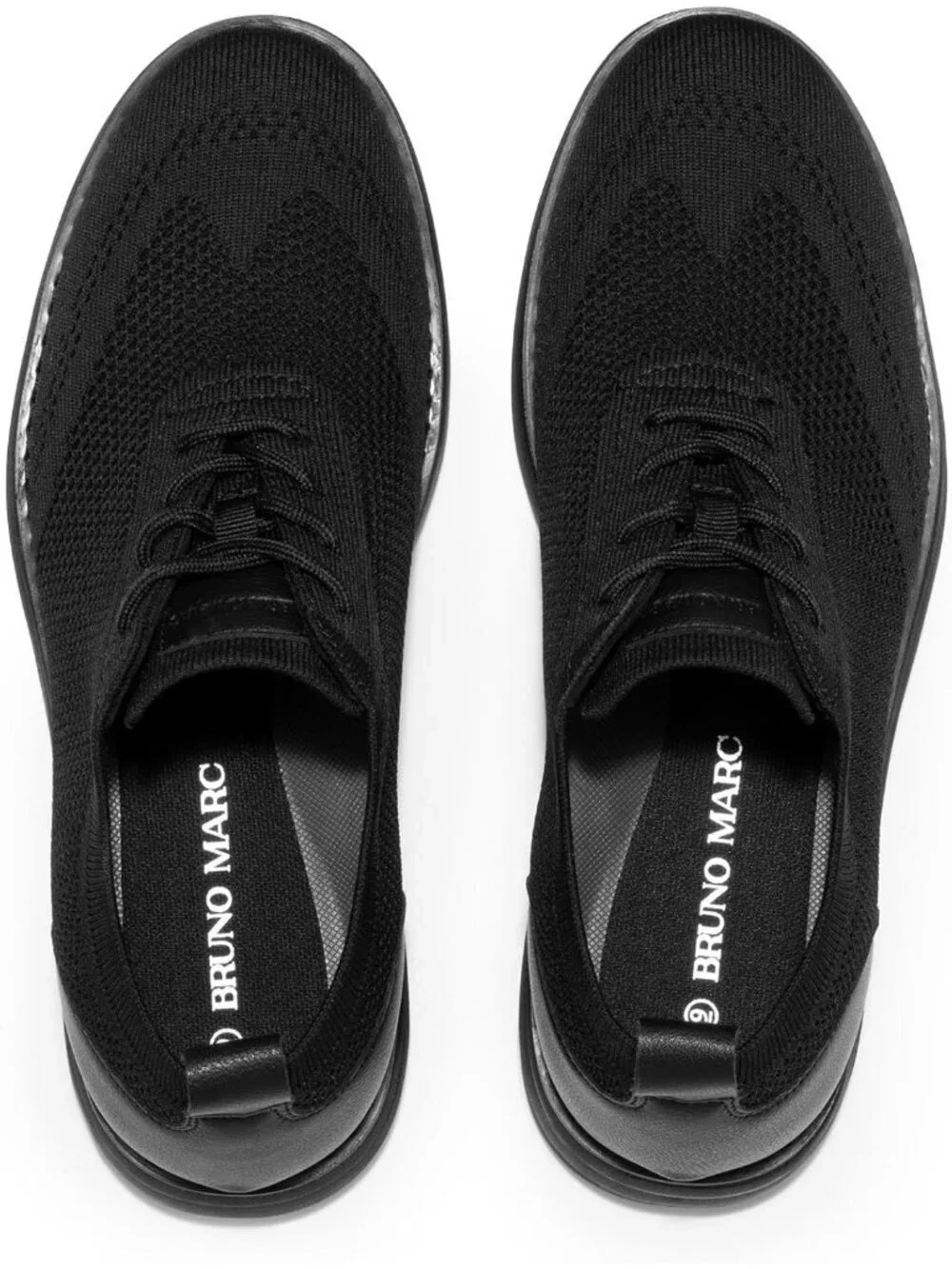 Bruno Marc Men's Black Rubber Lace up Lightweight Casual Walking Sneakers